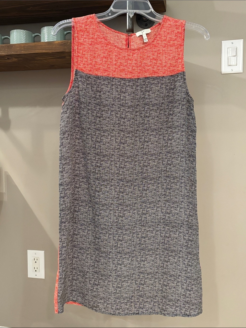 Joie 100% Silk Colorblock Shift Dress in Orange and Black - Size Small